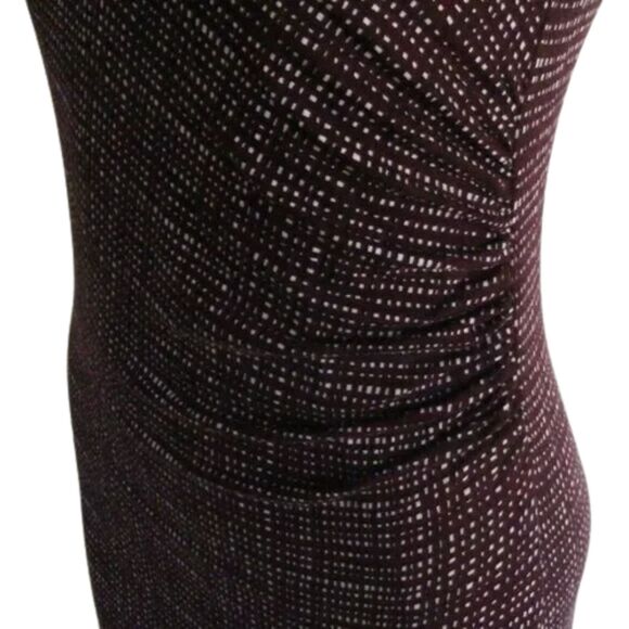LOFT Dress, S, Maroon/Burgundy, Crosshatch, Clingy, Gathered Hip - Picture 4 of 13